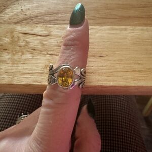 Natural Citrine Gemstone Silver-Accent Ring - Women Jewelry